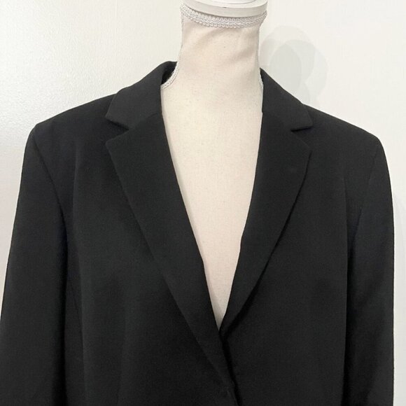 ST. EMILE BLACK WOOL CASHMERE BLEND SATIN STRIPE BLAZER - 12 - Picture 4 of 14